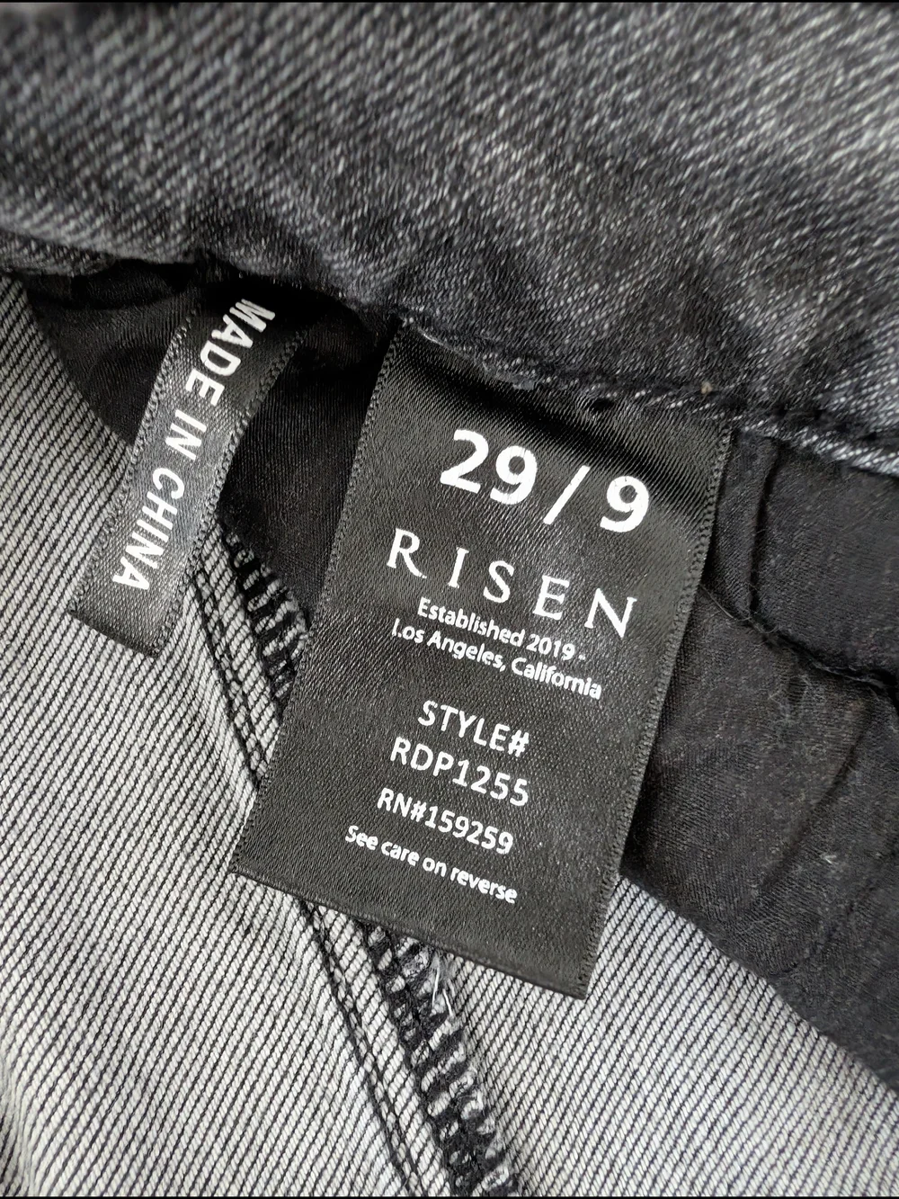 RISEN High Rise Distressed Gray Jeans Frayed Waist Raw Hem Size 29